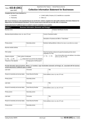 433-B - Fill out Form 433-B Online in 2025
