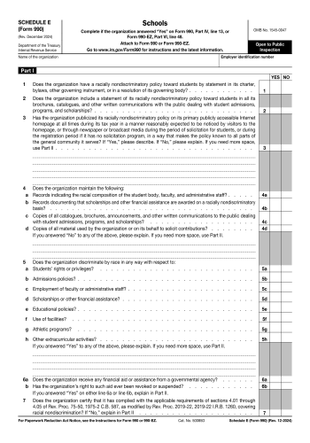 Schedule E (Form 990) - Fill out Form Schedule E (990) Online in 2025
