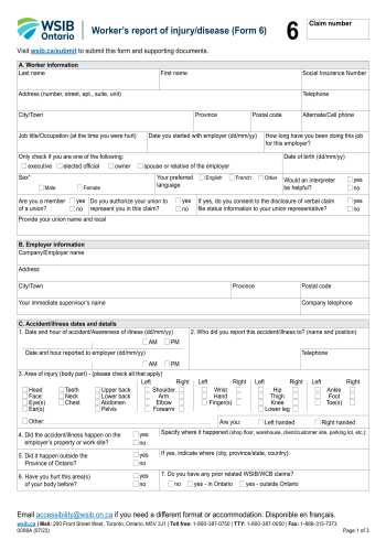 6 WSIB - 6 WSIB Form for 2025
