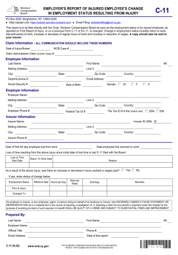 C11 - C11 Workers Comp. Form for 2025