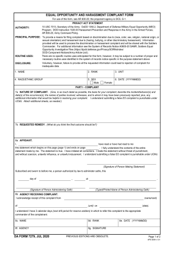 DA 7279 - DA 7279 Form for 2025