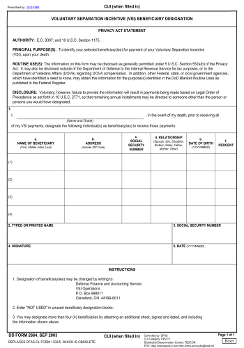 DD 2864 - DD 2864 Form for 2025