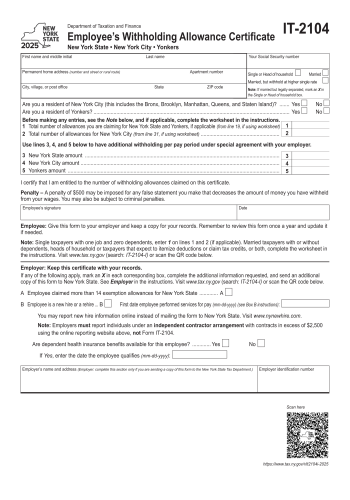 IT-2104 - IT-2104 Form for 2025