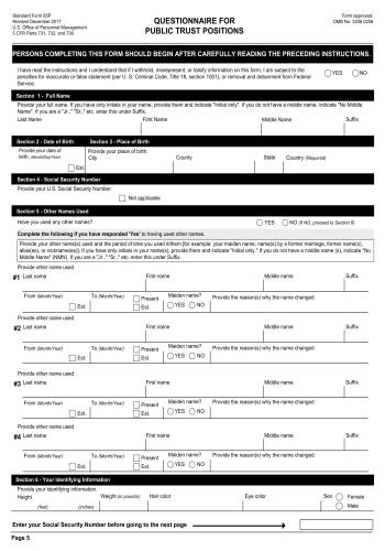 SF85-P - SF85-P Form for 2025