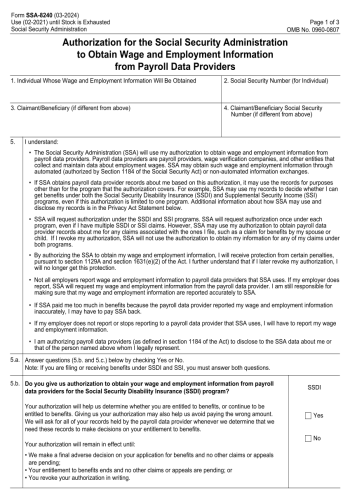 SSA-8240 - SSA-8240 Form for 2025