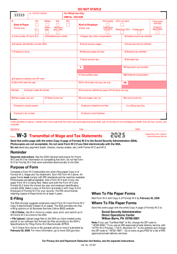 W-3 - W-3 Form for 2025