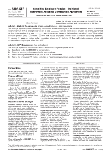 5305 SEP - 5305 SEP Financial Form for 2025