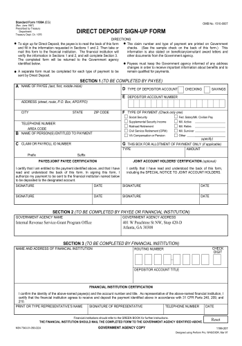 SF 1199A - SF 1199A Financial Form for 2025