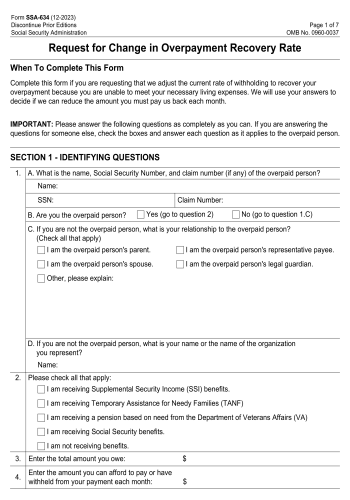 SSA-634 - SSA-634 Financial Form for 2025