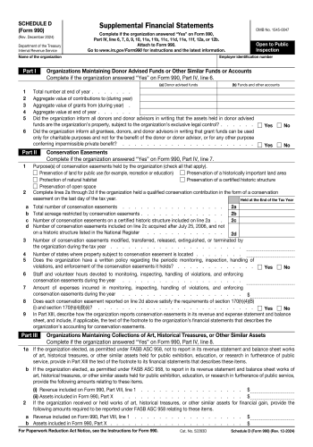 Schedule D 990 - Schedule D 990 Financial Form for 2025