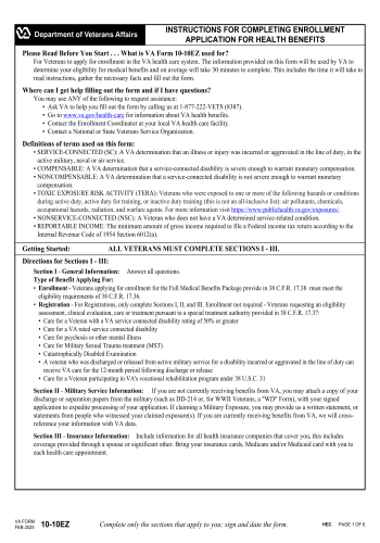 10-10EZ - 10-10EZ Healthcare Form for 2025