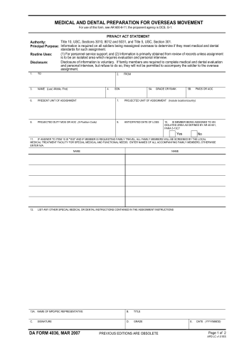 DA 4036 - DA 4036 Healthcare Form for 2025