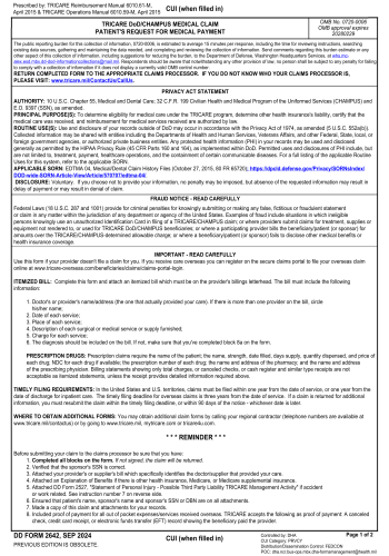 DD 2642 - DD 2642 Healthcare Form for 2025