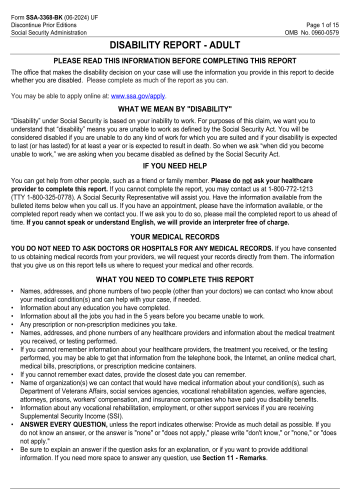SSA-3368 - SSA-3368 Healthcare Form for 2025