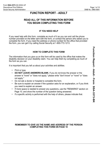 SSA-3373 - SSA-3373 Healthcare Form for 2025