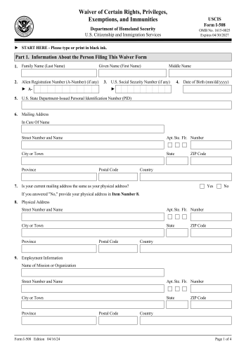I-508 - I-508 Legal Form for 2025