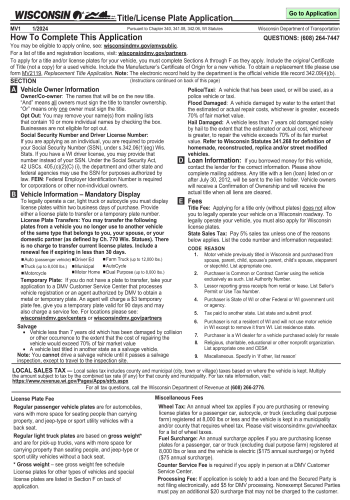 MV1 (Wisconsin) - MV1 (Wisconsin) Legal Form for 2025