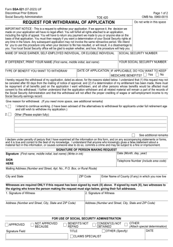 SSA-521 - SSA-521 Legal Form for 2025