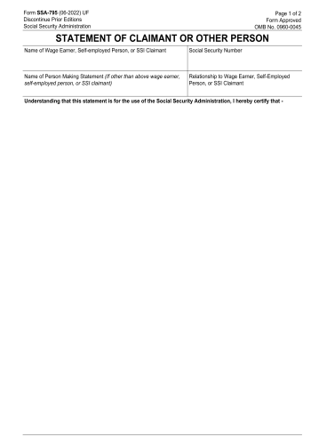 SSA-795 - SSA-795 Legal Form for 2025