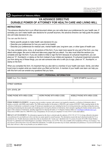 VA 10-0137 - VA 10-0137 Legal Form for 2025