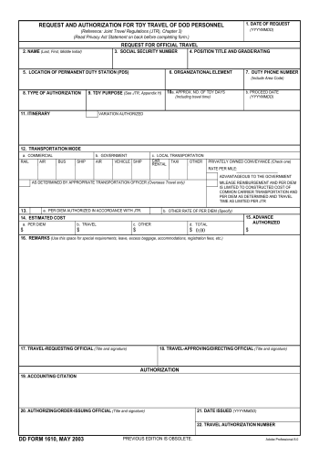 DD 1610 - Fill out DD 1610 Online in 2025