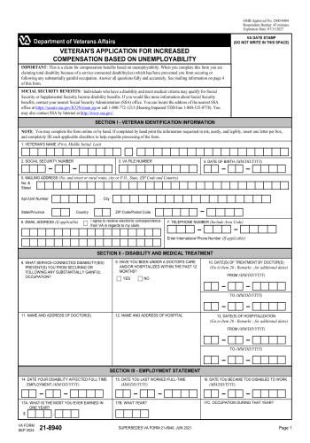 VA 21-8940 - Fill out VA 21-8940 Online in 2025