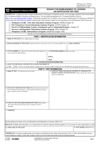 VA 22-0803 - Fill out VA 22-0803 Online in 2025