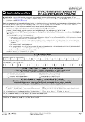 VA 28-1902W - Fill out VA 28-1902W Online in 2025