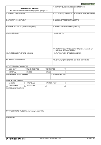 DA 200 - DA 200 Form for 2025