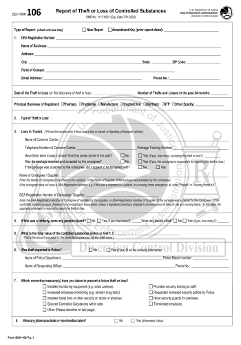 DEA 106 - DEA 106 Form for 2025