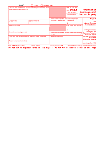 1099-A - 1099-A Form for 2025