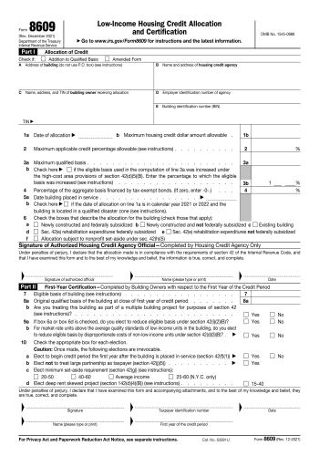 8609 - 8609 Form for 2025