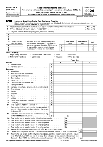 1040 Schedule E - 1040 Schedule E Tax Form for 2025