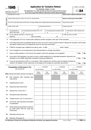 1045 - 1045 Tax Form for 2025
