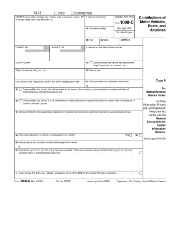 1098-C - 1098-C Tax Form for 2025