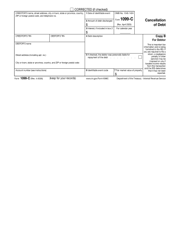 1099-C - 1099-C Tax Form for 2025