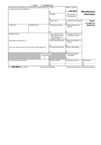 1099-MISC - 1099-MISC Tax Form for 2025
