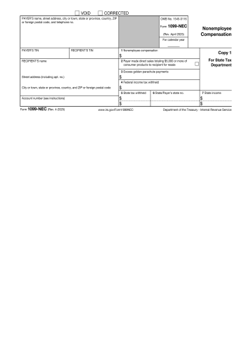 1099-NEC - 1099-NEC Tax Form for 2025