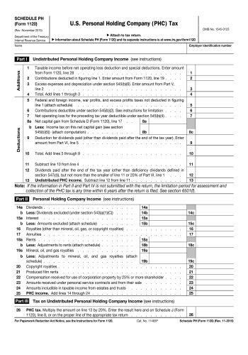 1120 (Schedule PH) - 1120 (Schedule PH) Tax Form for 2025