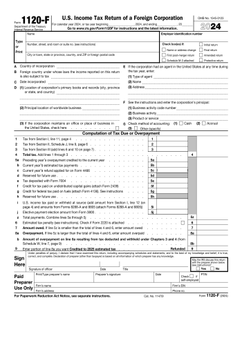1120-F - 1120-F Tax Form for 2025