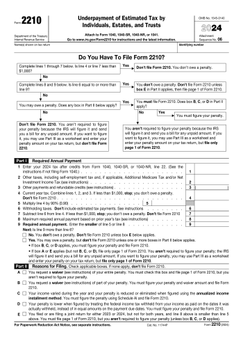 2210 - 2210 Tax Form for 2025