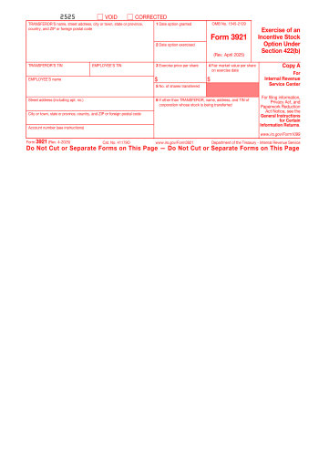 3921 - 3921 Tax Form for 2025