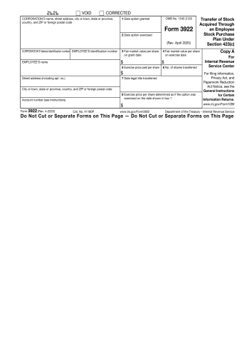 3922 - 3922 Tax Form for 2025