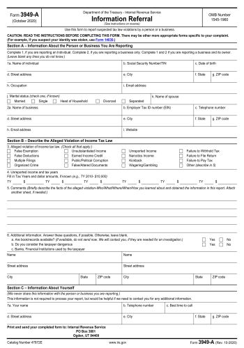 3949-A - 3949-A Tax Form for 2025