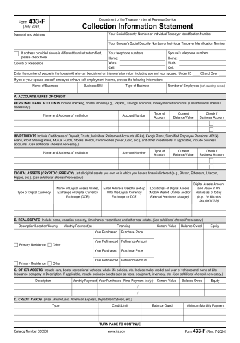 433-F - 433-F Tax Form for 2025