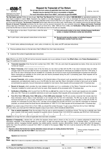 4506-T - 4506-T Tax Form for 2025