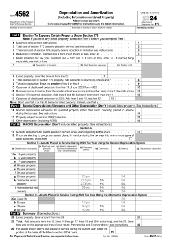 4562 - 4562 Tax Form for 2025