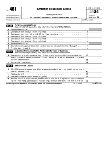 461 - 461 Tax Form for 2025