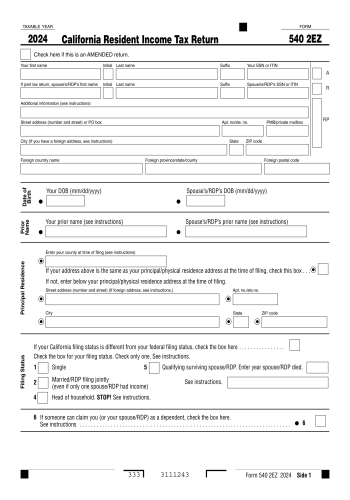 540 2EZ - 540 2EZ Tax Form for 2025