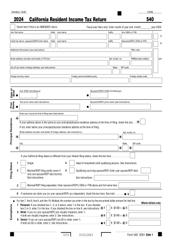 540 - 540 Tax Form for 2025